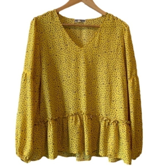 PLEIONE Boho Yellow & Lilac Long Sleeve Blouse Size Large - Picture 17 of 17